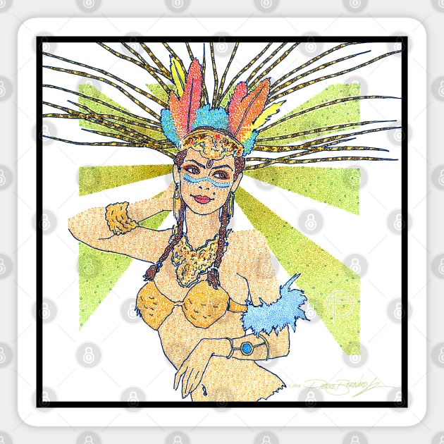 Aztec Warrior Girl Circle Design Sticker by pbdotman